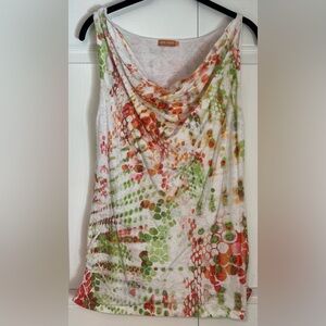 Cut Cute Abstract Patterned Sleeveless Cowl Neck Top